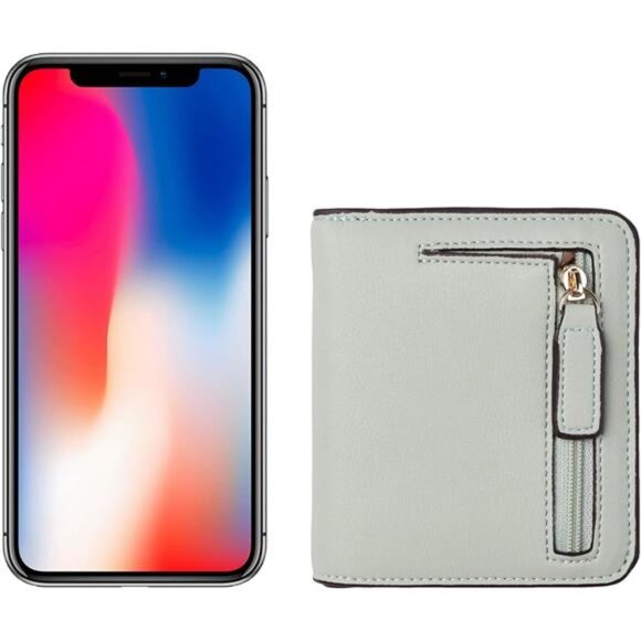 Small Compact Bifold Luxury Wallet Mint Green - Picture 6 of 6